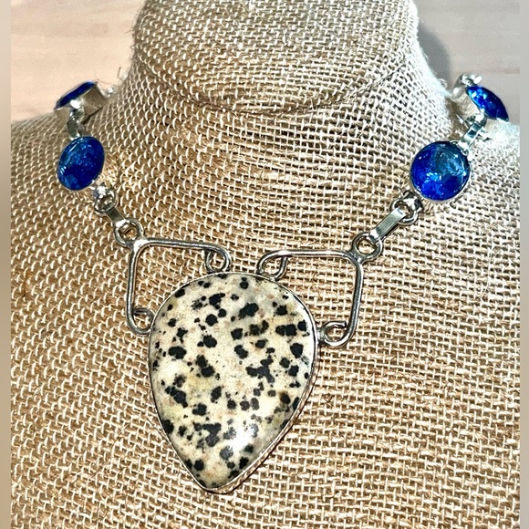 Spotty Dalmation Jasper Pendant Necklace - Picture 10 of 12